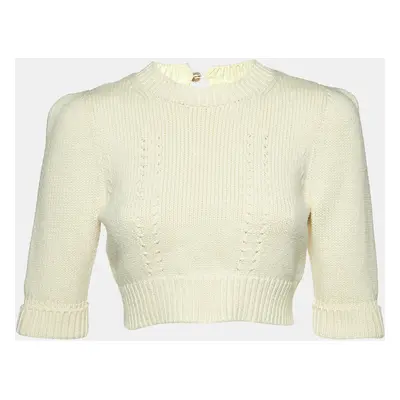 Chanel Cream Cotton Knit Cropped Pullover