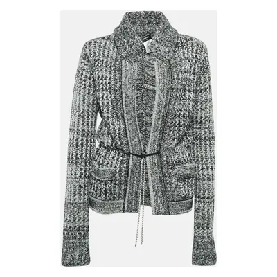 Chanel Black/White Embellished Wool Blend Cardigan