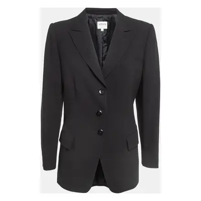 Armani Collezioni Black Gabardine Single Breasted Formal Blazer