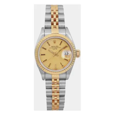 Rolex Champagne 18K Yellow Gold Stainless Steel Datejust Automatic Women's Wristwatch mm