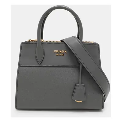 Prada Grey Saffiano and City Leather Paradigme Tote