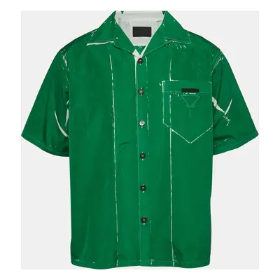 Prada Green Printed Cotton Bowling Shirt