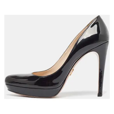 Prada Black Patent Leather Platform Pumps Size 38.5