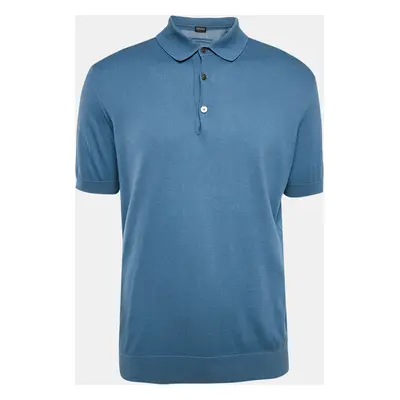 Z Zegna Blue Cotton Half Sleeve Polo T-Shirt