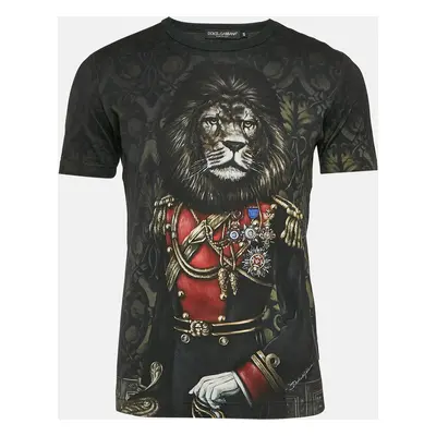 Dolce & Gabbana Black Heraldic Sicilia Print Cotton T-Shirt