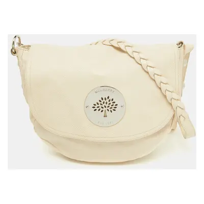 Mulberry Off White Leather Daria Logo Flap Shoulder Bag