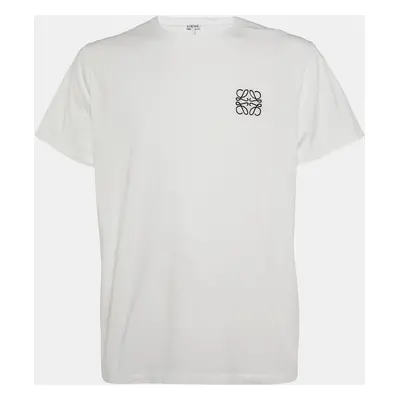 Loewe White Anagram Embroidery Cotton Crew Neck T-Shirt