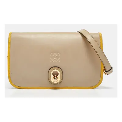 Loewe Beige/Yellow Leather Ines Flap Shoulder Bag