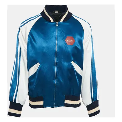 Gucci Blue Music is Mine Satin Varsity Jacket