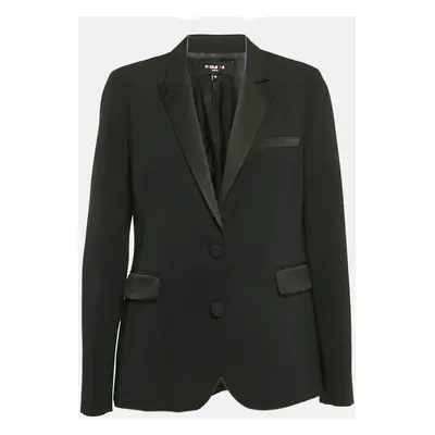 Paule Ka Black Sateen Single Breasted Blazer