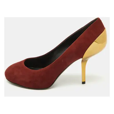 Giuseppe Zanotti Burgundy Suede Metal Heel Platform Pumps Size