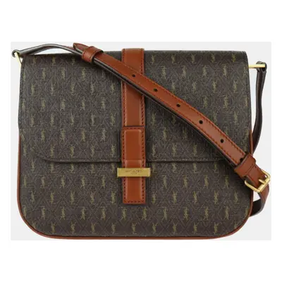 Saint Laurent Brown Leather Le Monogram Satchel Shoulder Bag