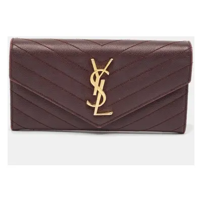 Saint Laurent Burgundy Leather Cassandre Continental Wallet