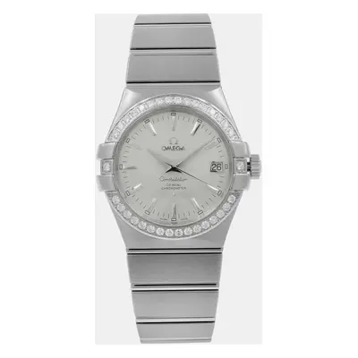 Omega Silver Diamond Stainless Steel Constellation 123.15.35.20.02.001 Automatic Women's Wristwa