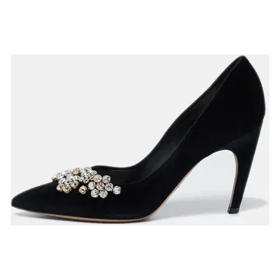 Dior Black Velvet Crystal Embellished Dior Soul Pumps Size 40.5