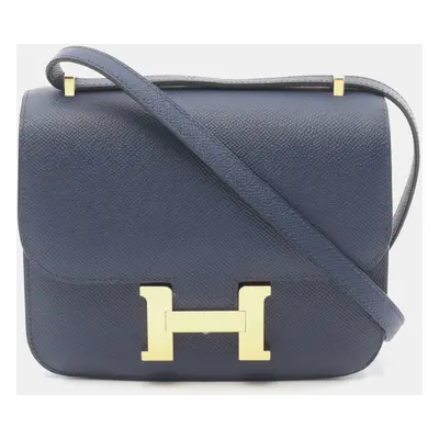 Hermes Blue Leather Constance Mini Shoulder Bag