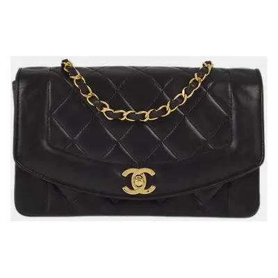 Chanel Black Lambskin Small Diana Shoulder Bag