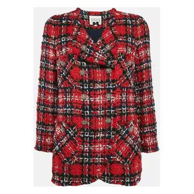 Edward Achour Paris Red Tweed Double Breasted Jacket