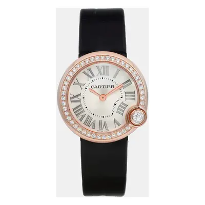 Cartier Ballon Blanc De 18K Rose Gold Diamond Silver Dial Wristwatch