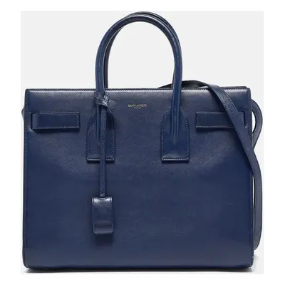 Saint Laurent Blue Leather Classic Sac De Jour Tote