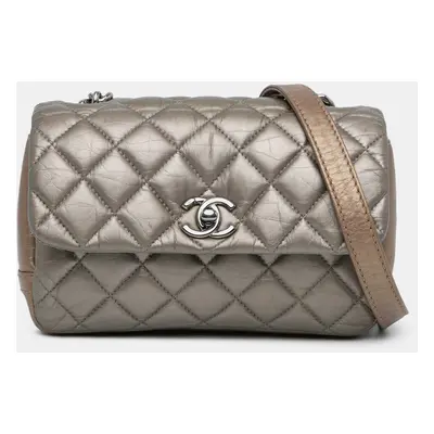 Chanel Brown Mini Quilted Metallic Calfskin Lady Pearly Flap