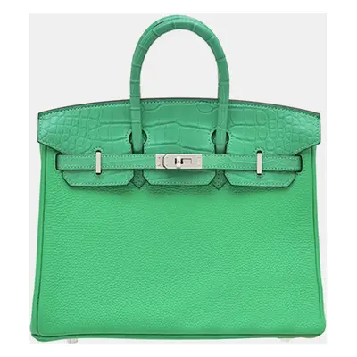 Hermes Vert Comics Togo Leather/Matte Alligator Crocodile Skin Birkin Bag