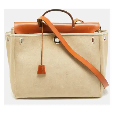 Hermes Tan/Beige Canvas and Leather in Herbag Bag