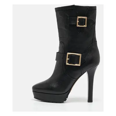 Jimmy Choo Black Leather Ankle Length Boots Size