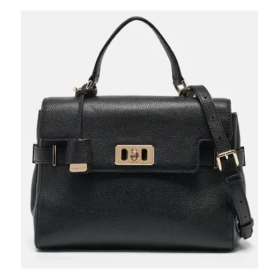 Michael Kors Black Leather Karso Flap Top Handle Bag