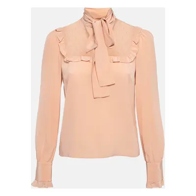 RED Valentino Pink Tulle Trim Chiffon Blouse