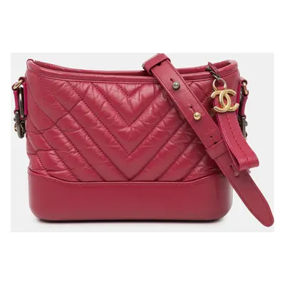 Chanel Pink Small Chevron Aged Calfskin Gabrielle Crossbody