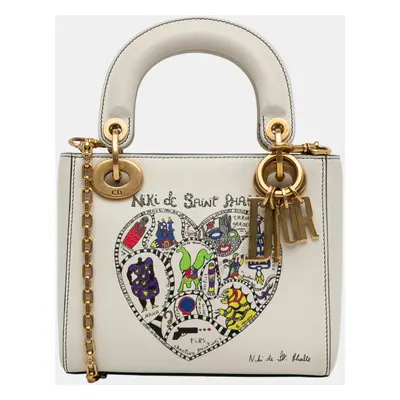 Dior White Niki de Saint Phalle Mini Calfskin Lady Dior