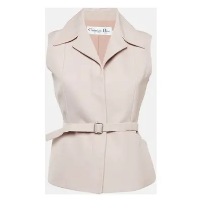 Dior Pink Silk Single Breasted Belt Detail Vest