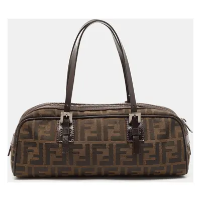 Fendi Tobacco Zucca Canvas and Leather East West Satchel