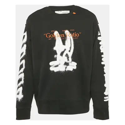 Off-White Black Embroidered Cotton Crew-Neck Sweatshirt