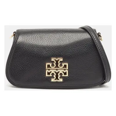 Tory Burch Black Leather Mini Britten Crossbody Bag