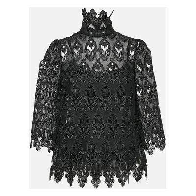 Dolce & Gabbana Black Lace Bell Sleeve Top