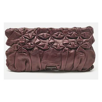 Prada Purple Mirtillo Pleated Leather Clutch