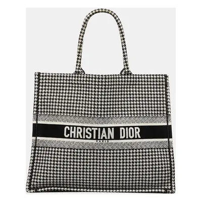 Dior Black Large Houndstooth Book Tote