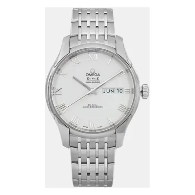 Omega White Stainless Steel De Ville Hour Vision 433.10.41.22.02.001 Automatic Men's Wristwatch