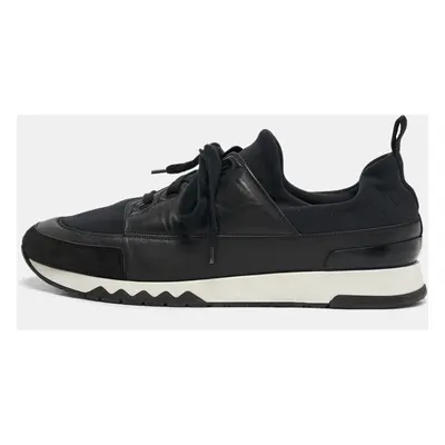 Hermes Black Fabric and Leather Stadium Lace Up Sneakers Size