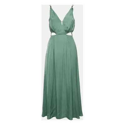 Maje Green Crepe Cut-Out V-Neck Midi Dress