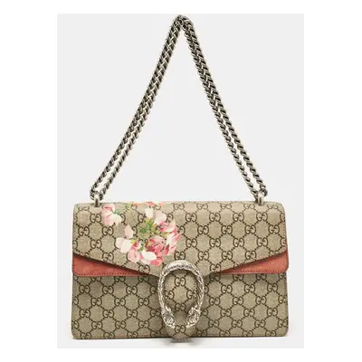 Gucci Pink/Beige Signature Coated Canvas and Suede Small Dionysus Shoulder Bag