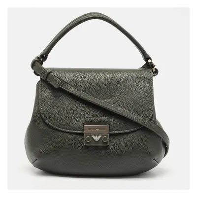 Emporio Armani Dark Green Leather Ombra Shoulder Bag