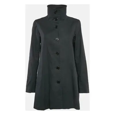 Ralph Lauren Black Cotton Single Breasted High Neck Coat