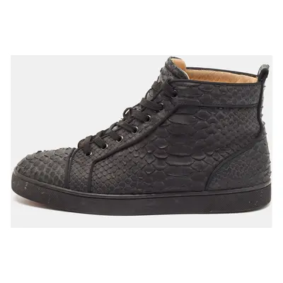 Christian Louboutin Black Python Leather Louis Orlato High Top Sneakers Size