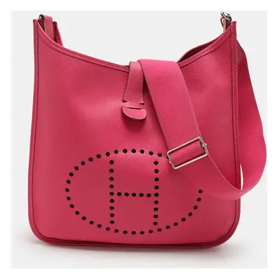 Hermes Rose Tyrien Epsom Leather Evelyne III GM Bag