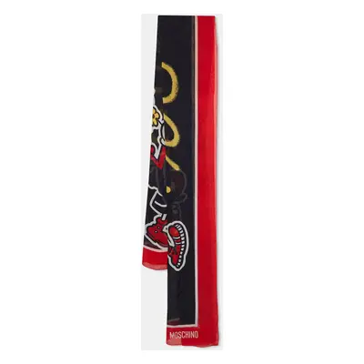 Moschino Black/Red Olive Oyl Print Silk Stole