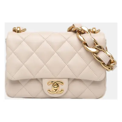 Chanel Beige Small Quilted Lambskin Funky Town Flap