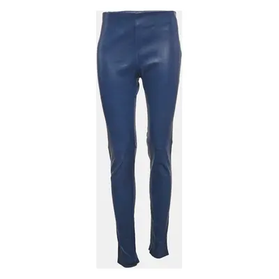 Balenciaga Blue Genuine Leather Skinny Fit Pants